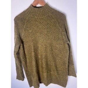 L.O.G.G. H&M Sweater Wm XS Olive Green Mohair Blend Mock‎ Neck Knit Academia